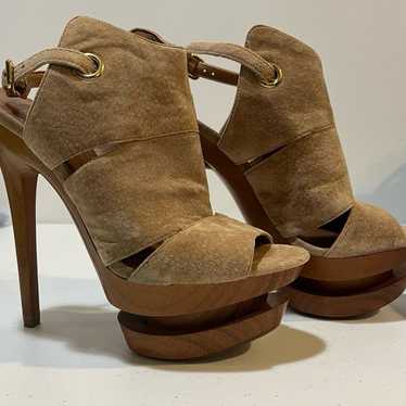 Jessica Simpson Cat Camel Suede Sling Back Heels S