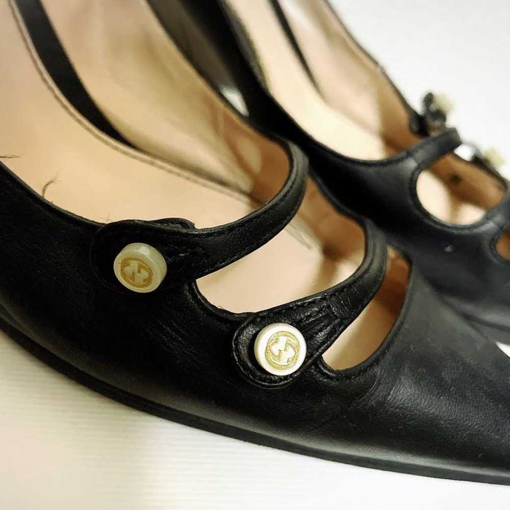 Imperfect: GUCCI Black Leather Pointed Toe Pumps … - image 4