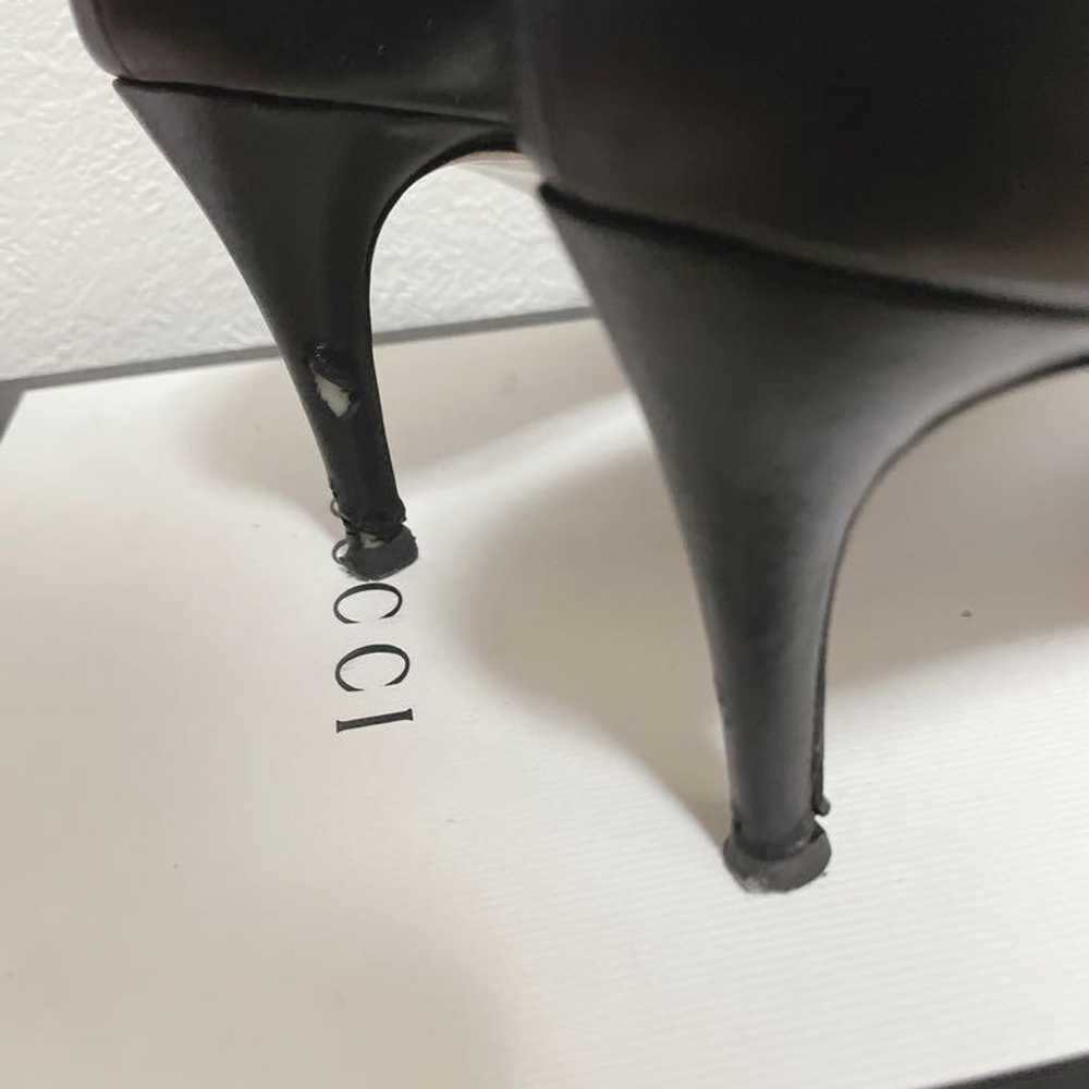 Imperfect: GUCCI Black Leather Pointed Toe Pumps … - image 6