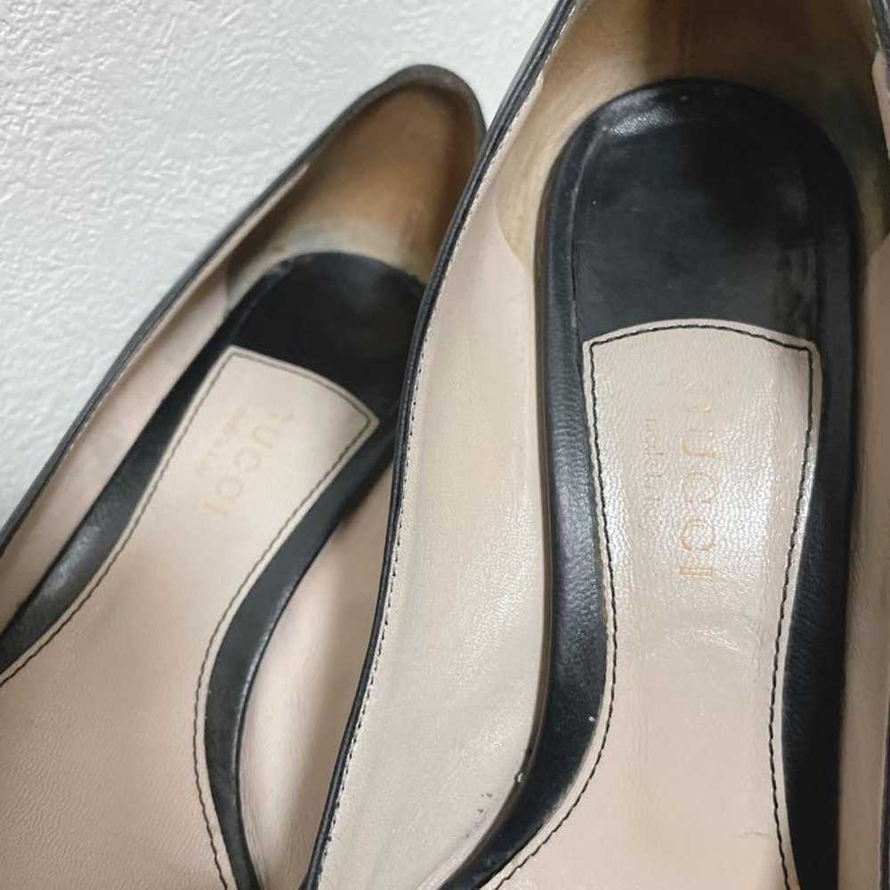 Imperfect: GUCCI Black Leather Pointed Toe Pumps … - image 7