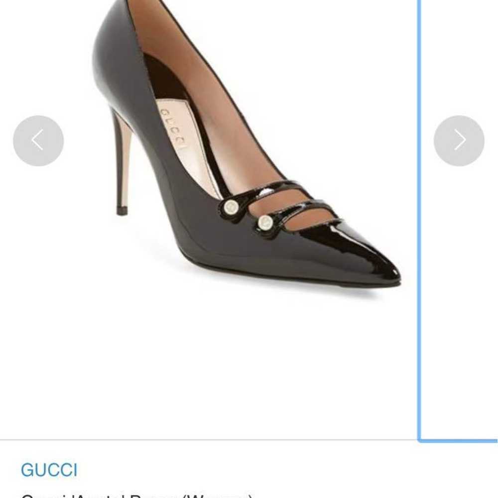 Imperfect: GUCCI Black Leather Pointed Toe Pumps … - image 8