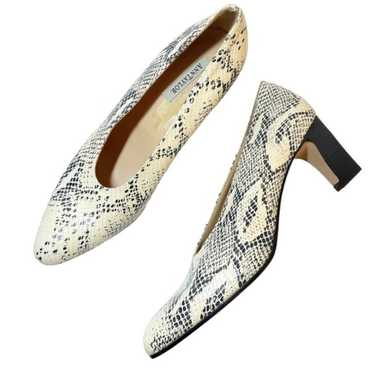 Ann Taylor Heels Leather Snakeskin Print Retro Al… - image 1