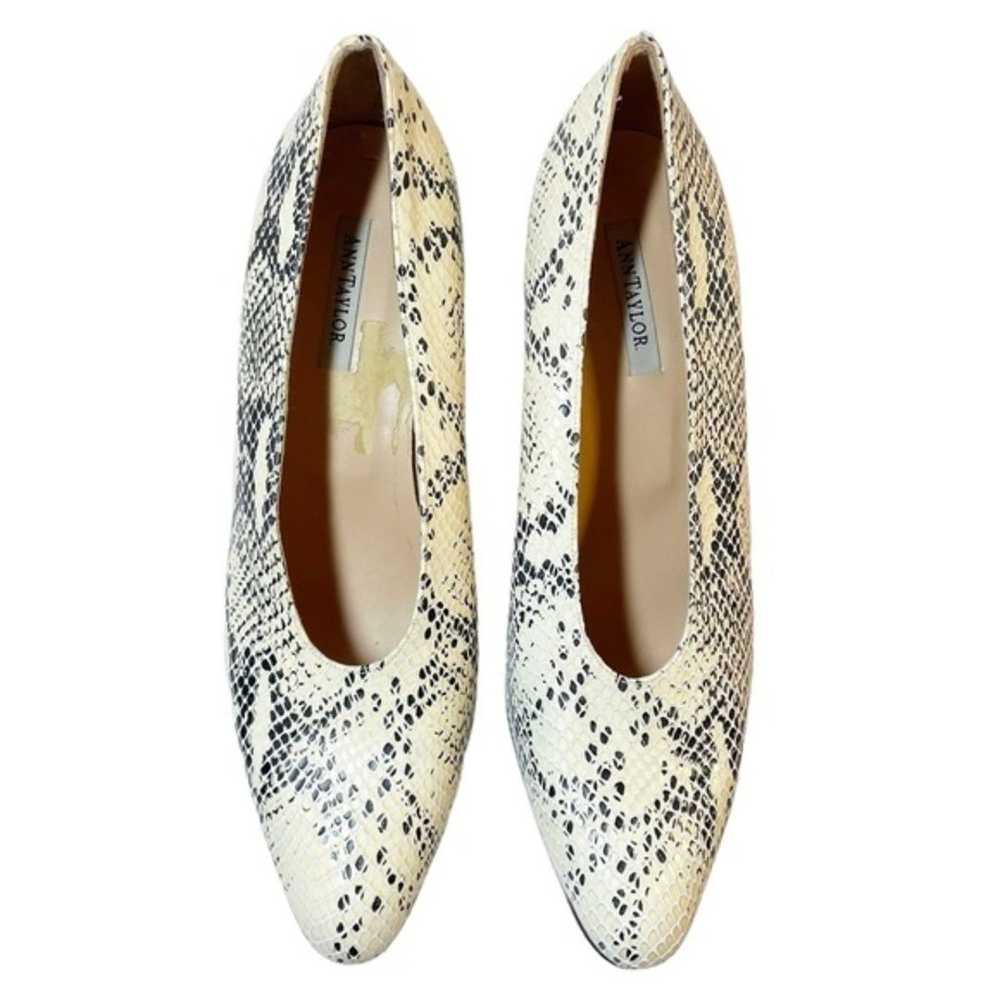 Ann Taylor Heels Leather Snakeskin Print Retro Al… - image 3