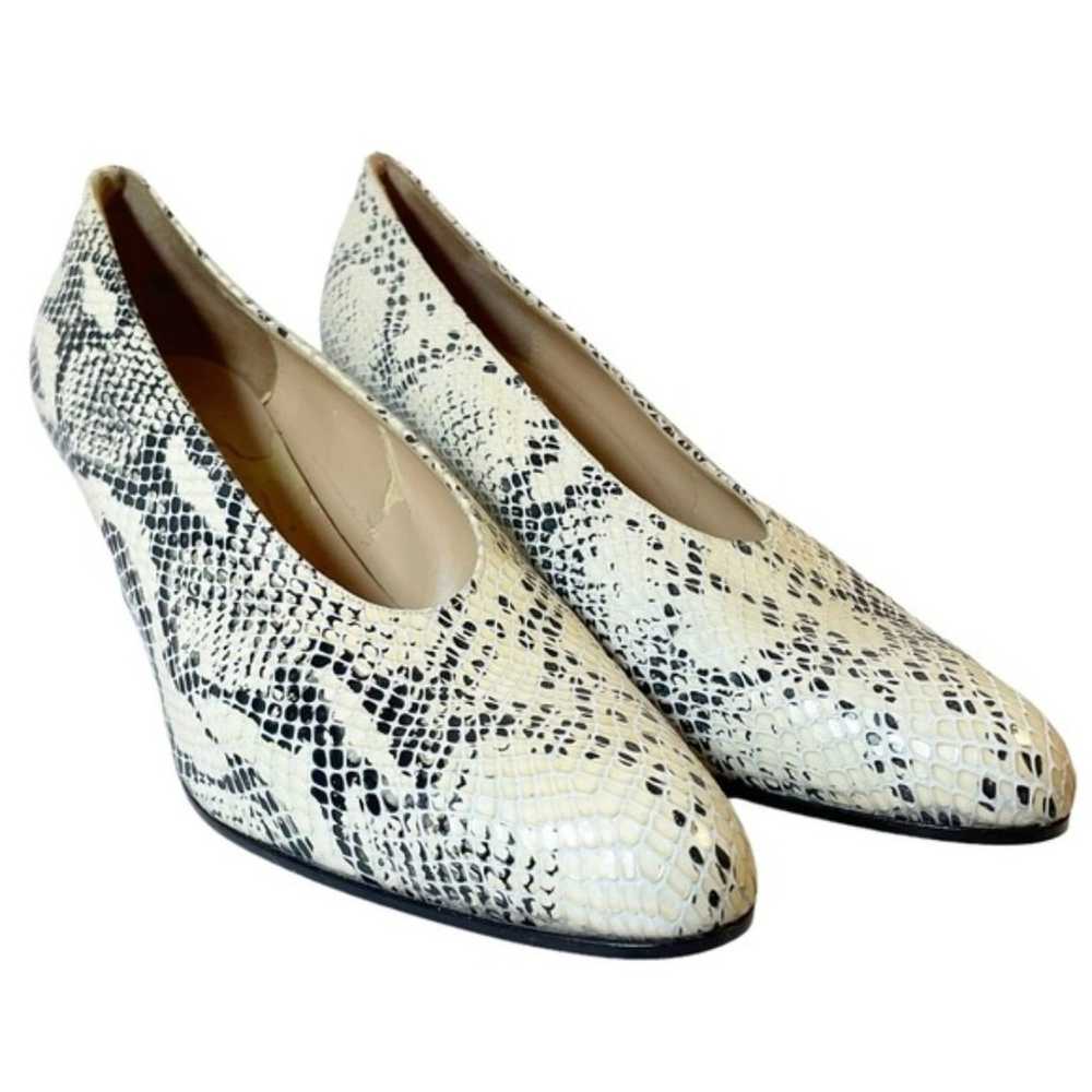 Ann Taylor Heels Leather Snakeskin Print Retro Al… - image 9