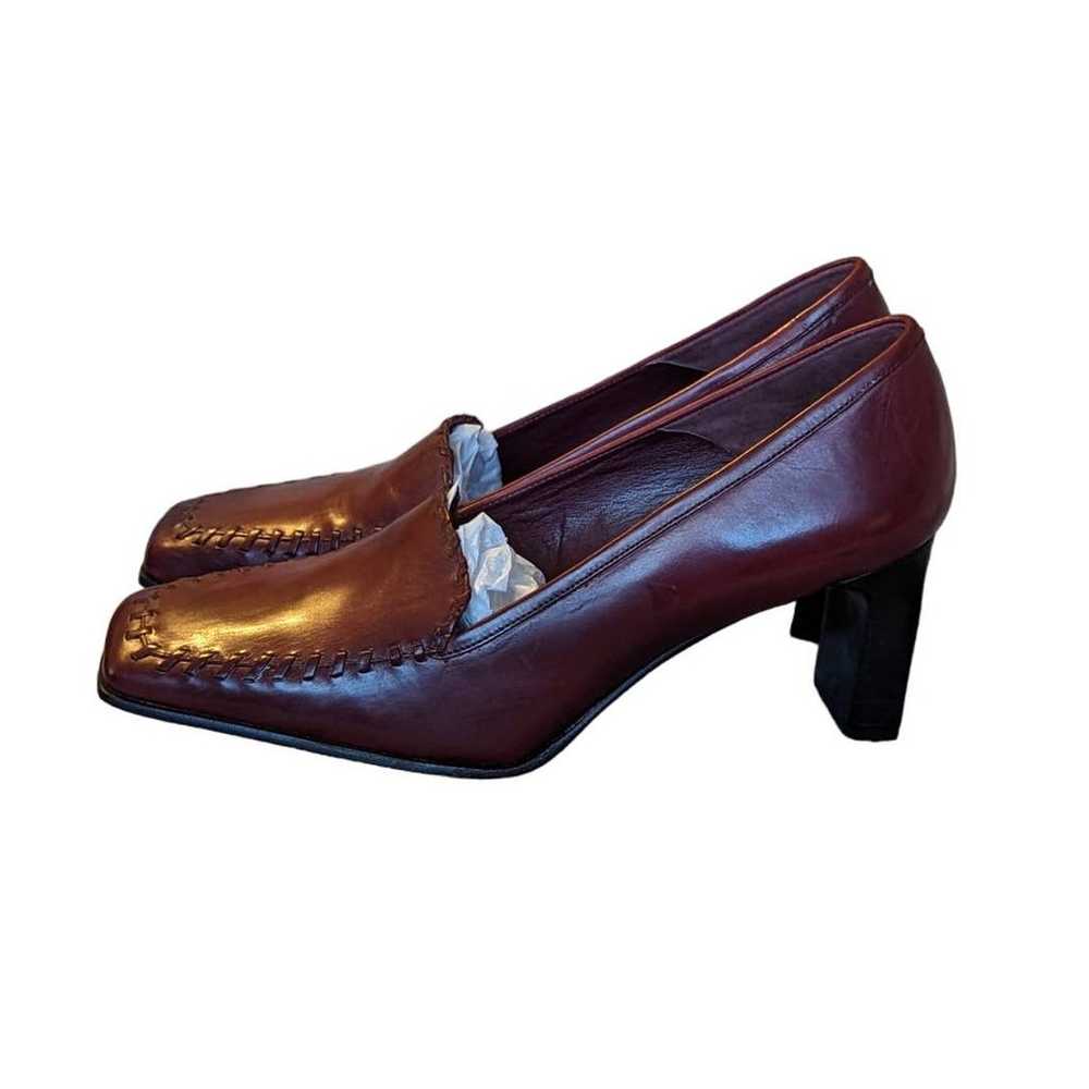 Antonio Melani Burgundy Leather Chunky Heel Squar… - image 3