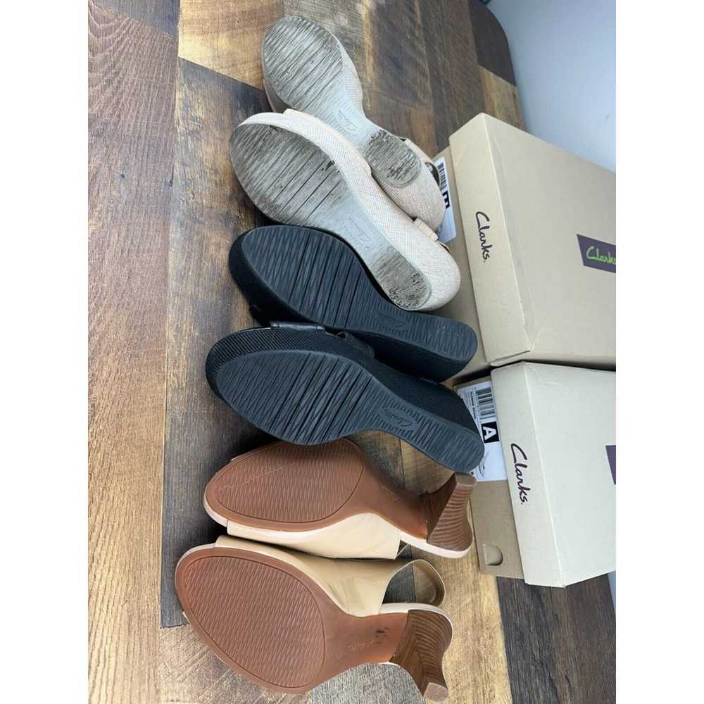 3 Pairs of Clarks Heels & Wedges Size 10 nude & b… - image 6