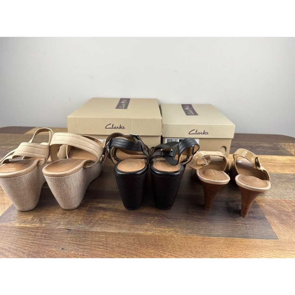 3 Pairs of Clarks Heels & Wedges Size 10 nude & b… - image 8