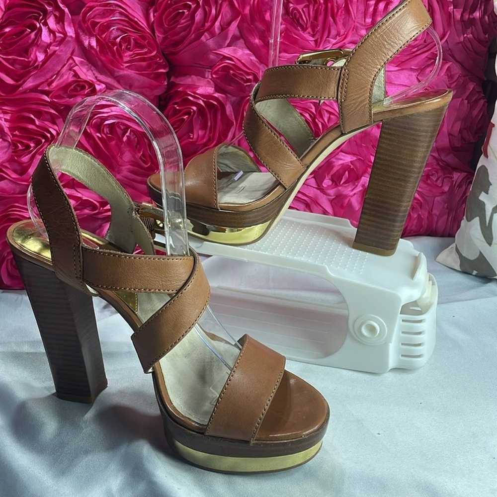 Michael Kors Calder Leather Platform Heels, Size … - image 2