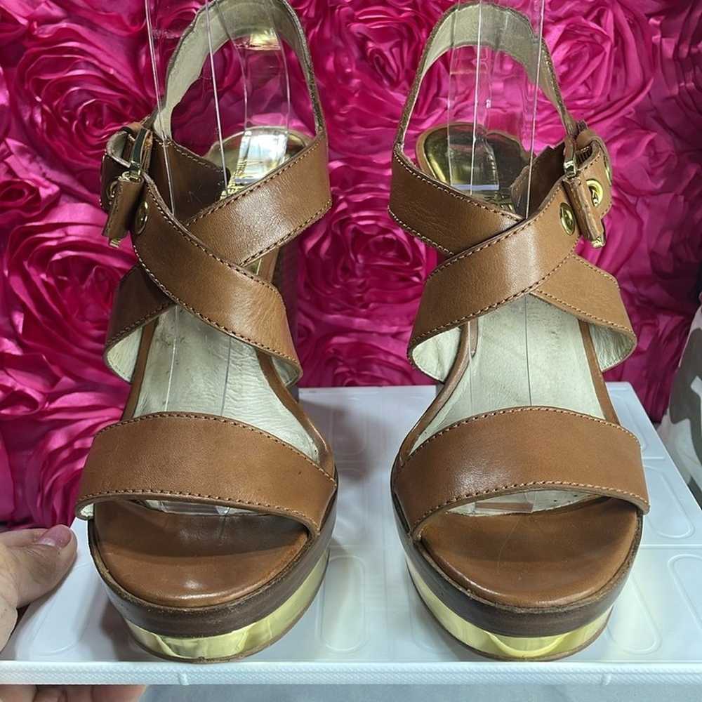 Michael Kors Calder Leather Platform Heels, Size … - image 4