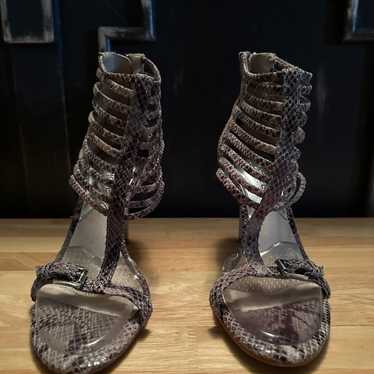 Michael kors snakeskin heels  silver hardware