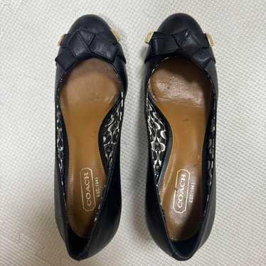 COACH black wedge heel pumps with ribbon. - image 1