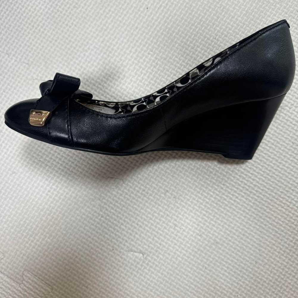 COACH black wedge heel pumps with ribbon. - image 2