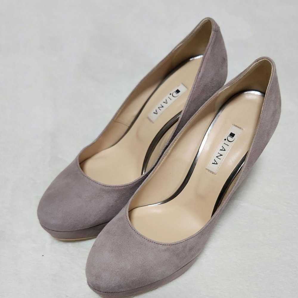 DIANA Pumps Suede High Heels Beige Thick Sole Gli… - image 2