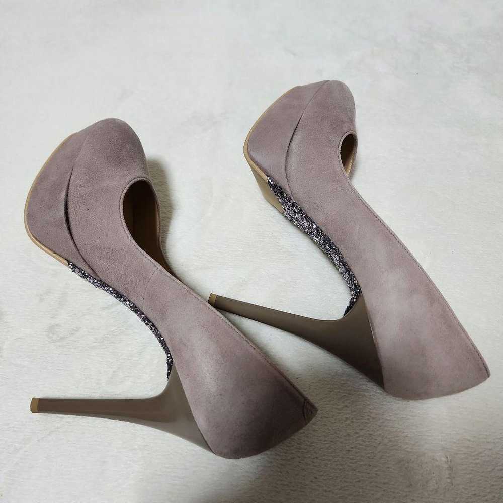 DIANA Pumps Suede High Heels Beige Thick Sole Gli… - image 6