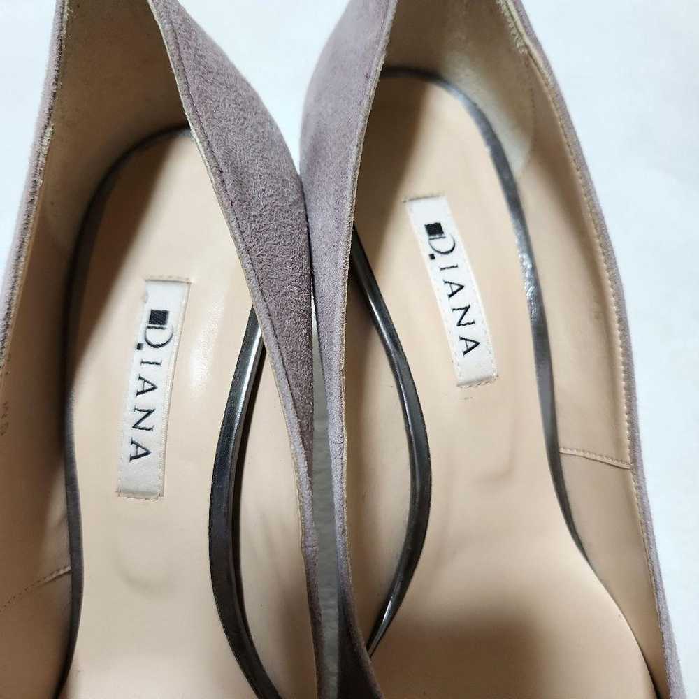 DIANA Pumps Suede High Heels Beige Thick Sole Gli… - image 9