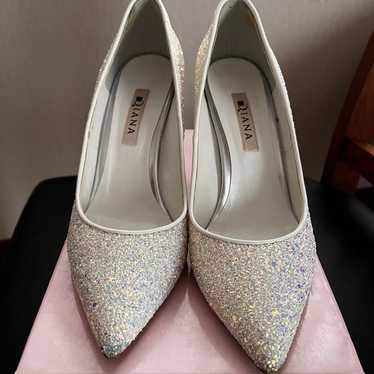 Diana High Heel White Glitter Bridal Shoes Size 24