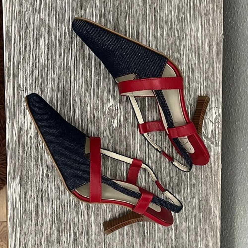 Franco Sarto Denim and Leather Slingback Pumps - image 3