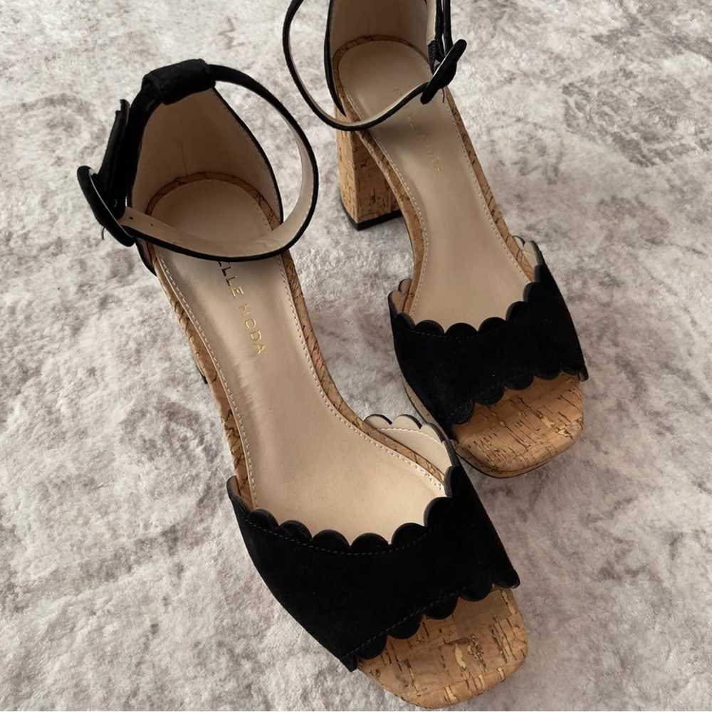 Pelle Moda Cork Platform Heels Sandals Black Size… - image 2