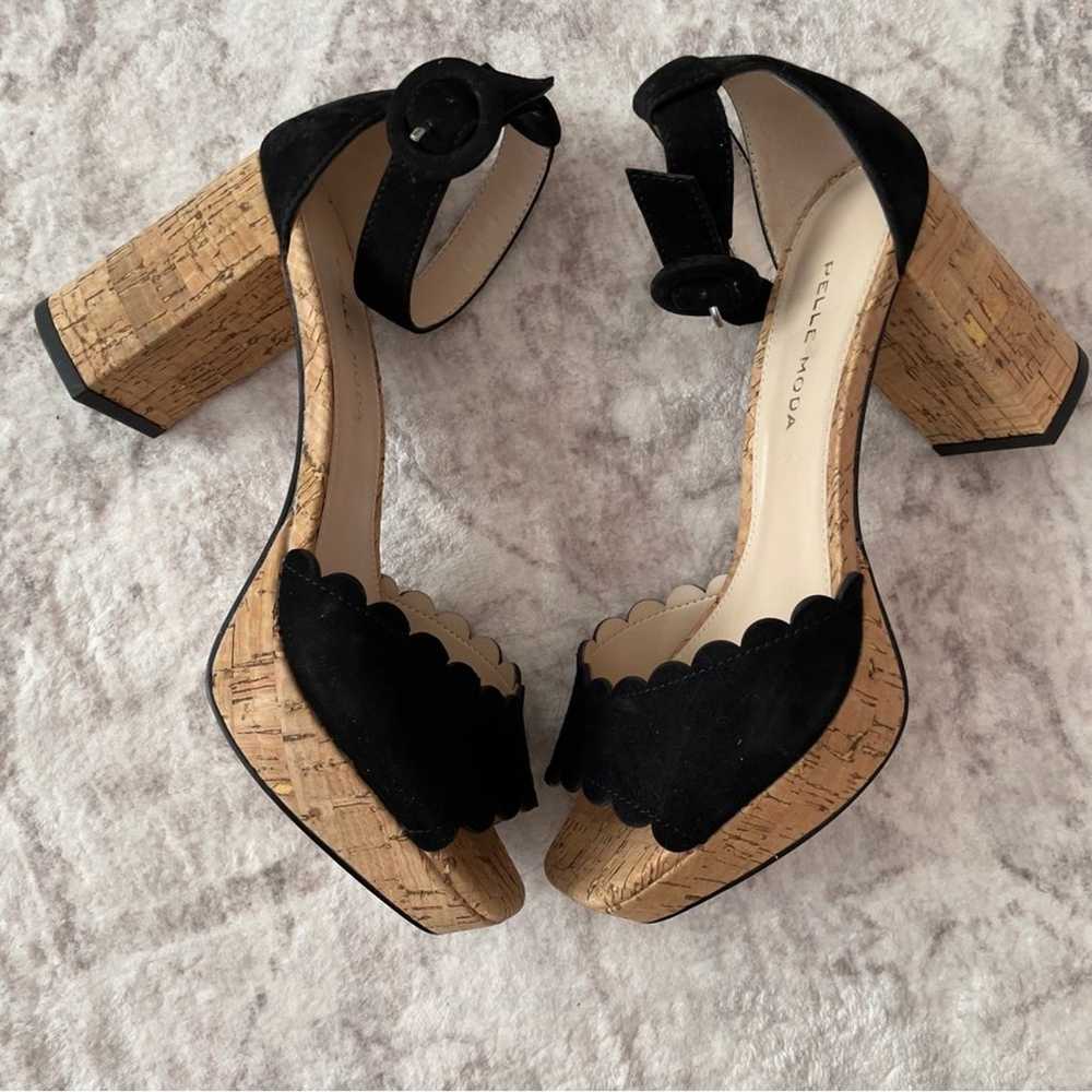 Pelle Moda Cork Platform Heels Sandals Black Size… - image 7