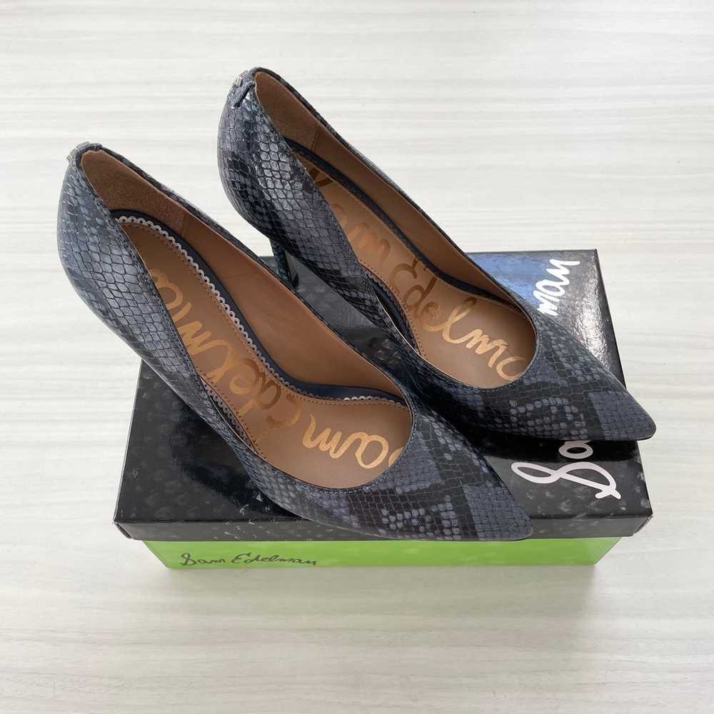 Sam Edelman Dark Blue Snake Skin Leather Stiletto… - image 1