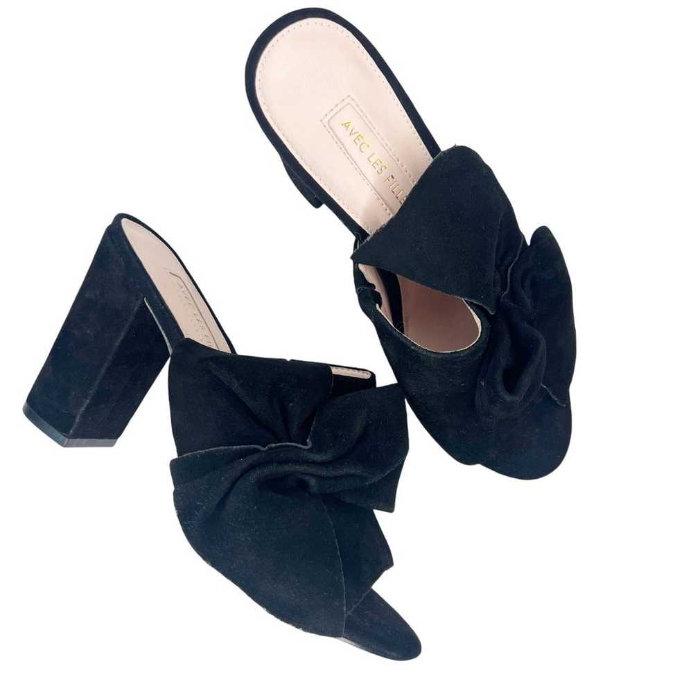 Avec Les Filles Marie Black Suede Heels Size 7 - image 1