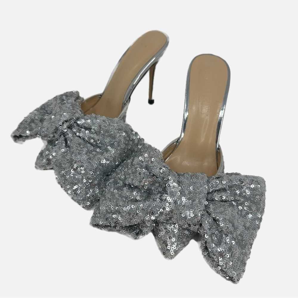 Pink Elephant Iconic Kitten Heel Bow Silver Sequi… - image 3