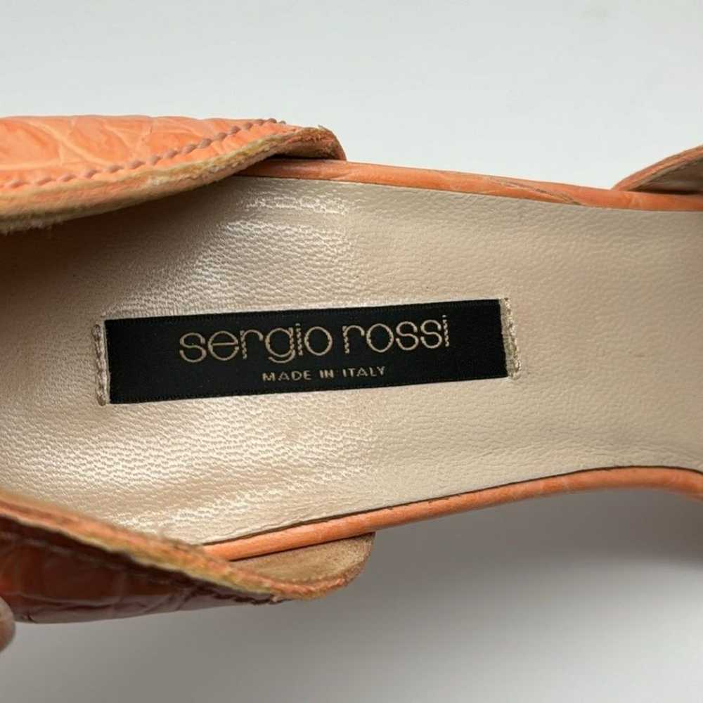 Sergio Rossi Orange Coral Croc Embossed Leather S… - image 12