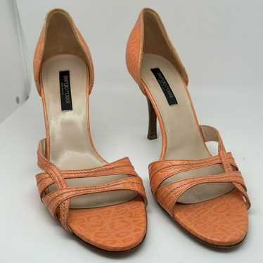 Sergio Rossi Orange Coral Croc Embossed Leather S… - image 1