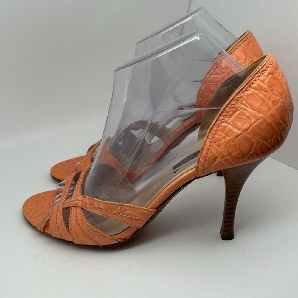 Sergio Rossi Orange Coral Croc Embossed Leather S… - image 7