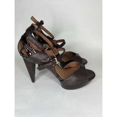 NO. 704b VERNA Brown Leather Patent Croc Embossed… - image 1