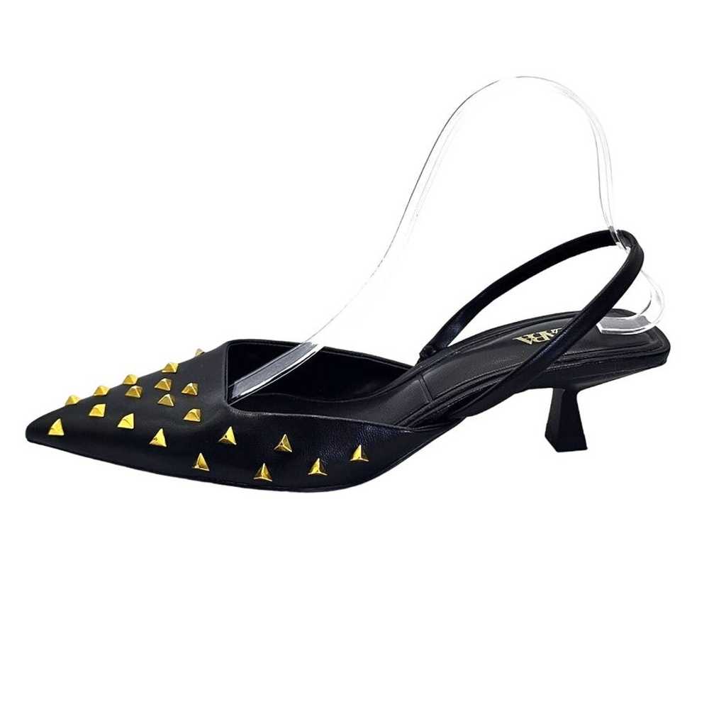 Zara Black & Gold Studded Kitten Heel - image 1