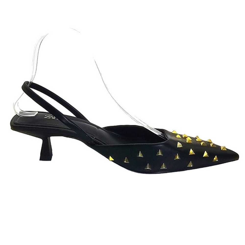 Zara Black & Gold Studded Kitten Heel - image 3