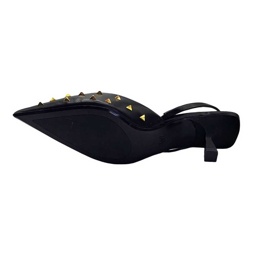 Zara Black & Gold Studded Kitten Heel - image 5