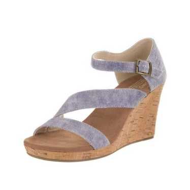 Toms Sandals Womens Clarissa Cork Wedge Shoes Blu… - image 1