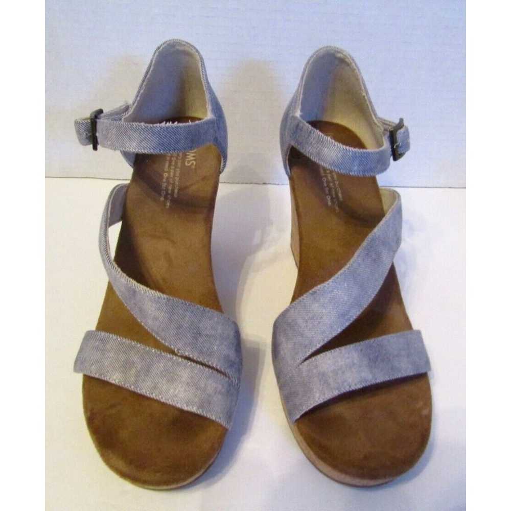 Toms Sandals Womens Clarissa Cork Wedge Shoes Blu… - image 3