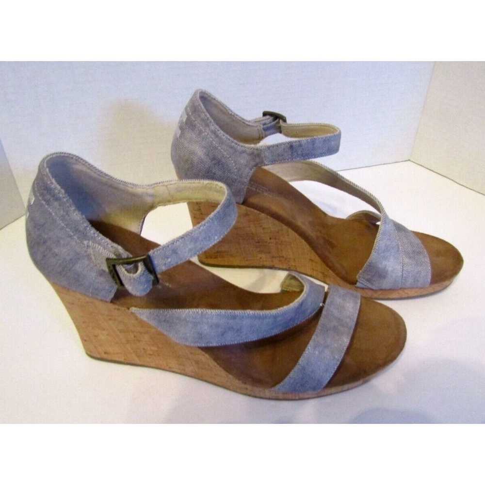 Toms Sandals Womens Clarissa Cork Wedge Shoes Blu… - image 4