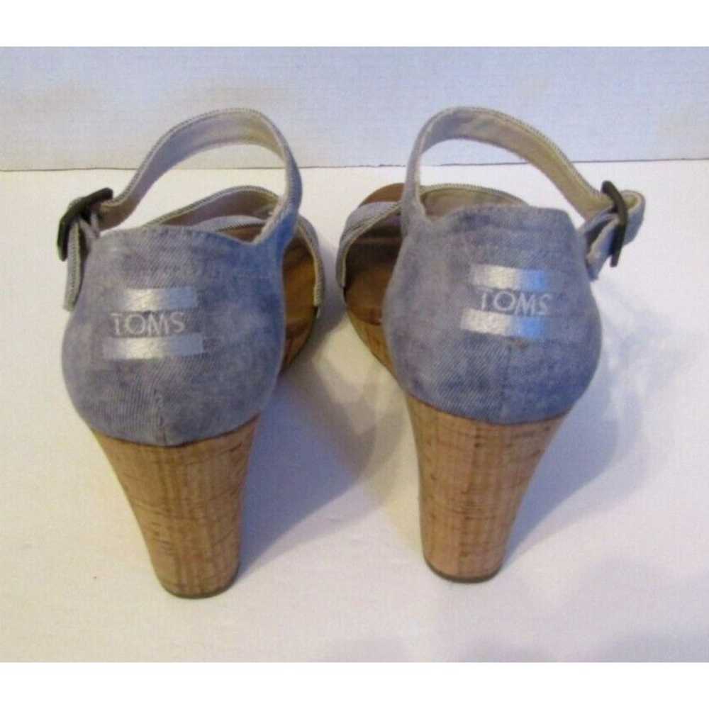 Toms Sandals Womens Clarissa Cork Wedge Shoes Blu… - image 5