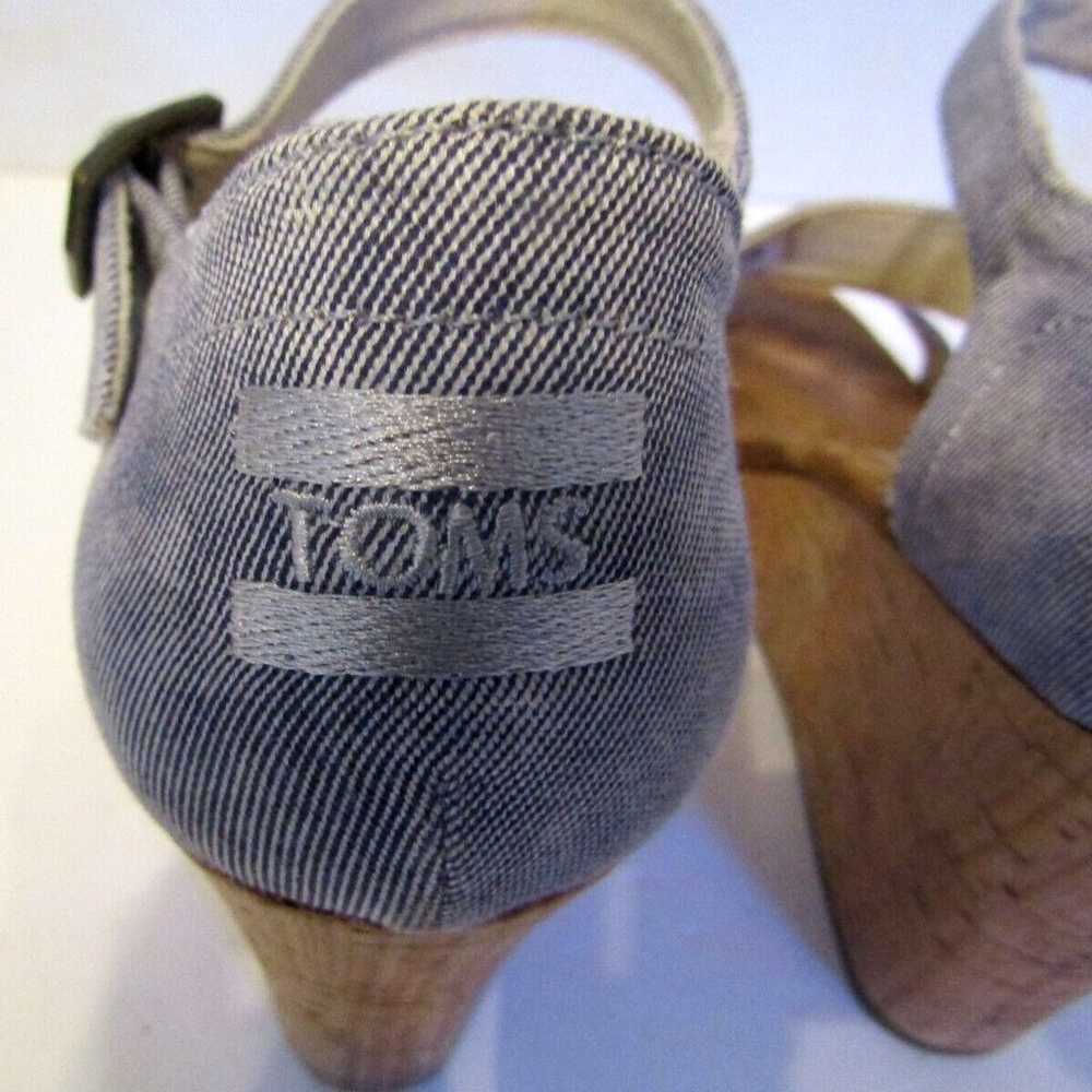 Toms Sandals Womens Clarissa Cork Wedge Shoes Blu… - image 6