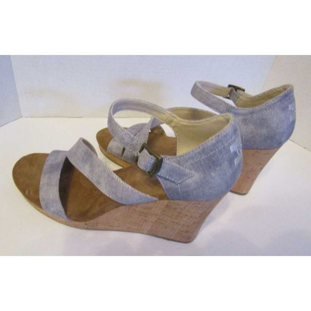 Toms Sandals Womens Clarissa Cork Wedge Shoes Blu… - image 7