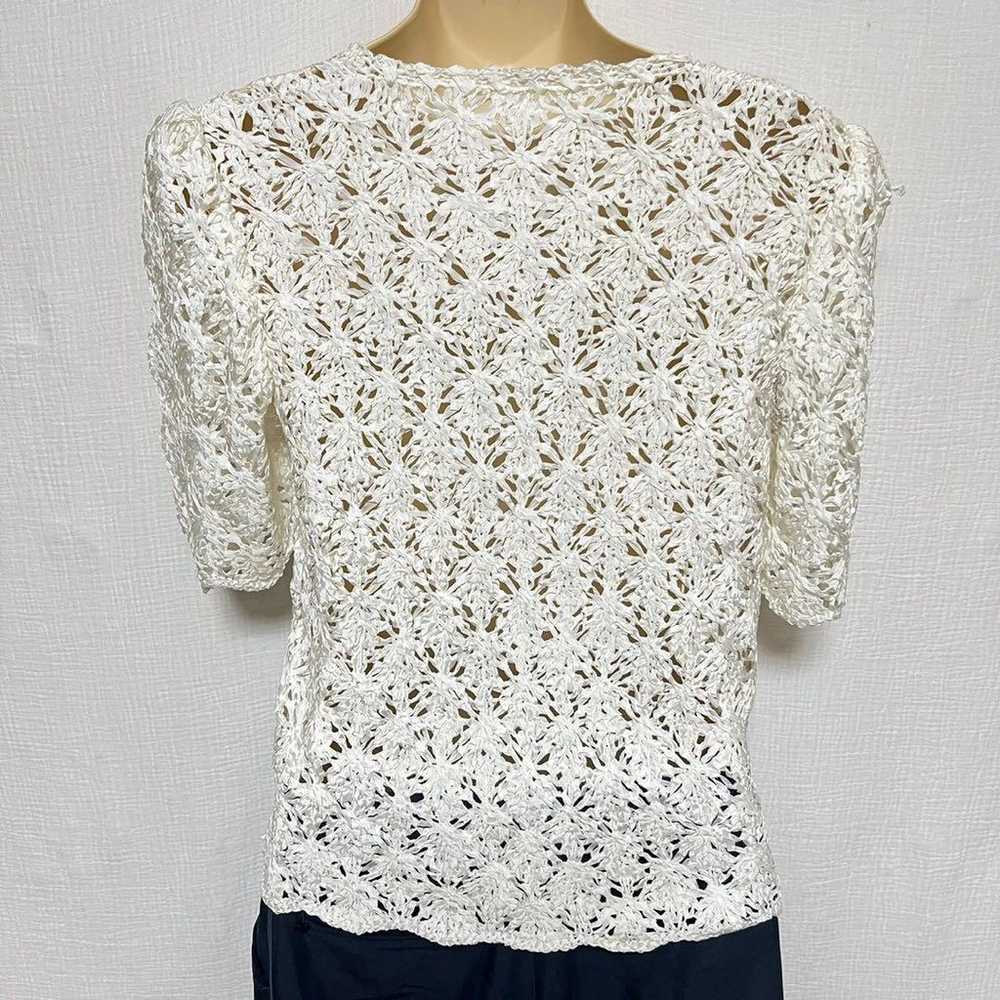 Chemical lace total lace blouse pullover white el… - image 3