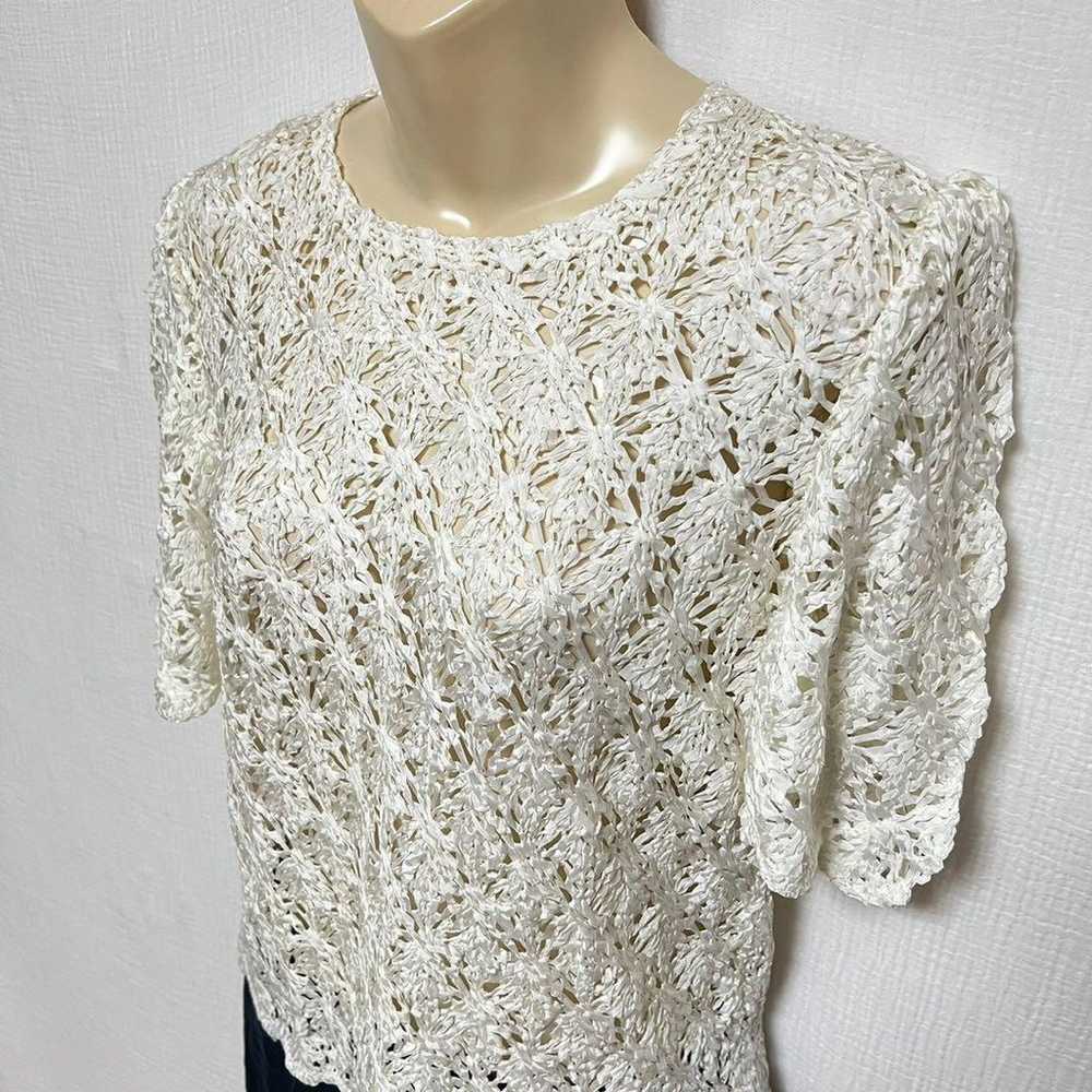 Chemical lace total lace blouse pullover white el… - image 4