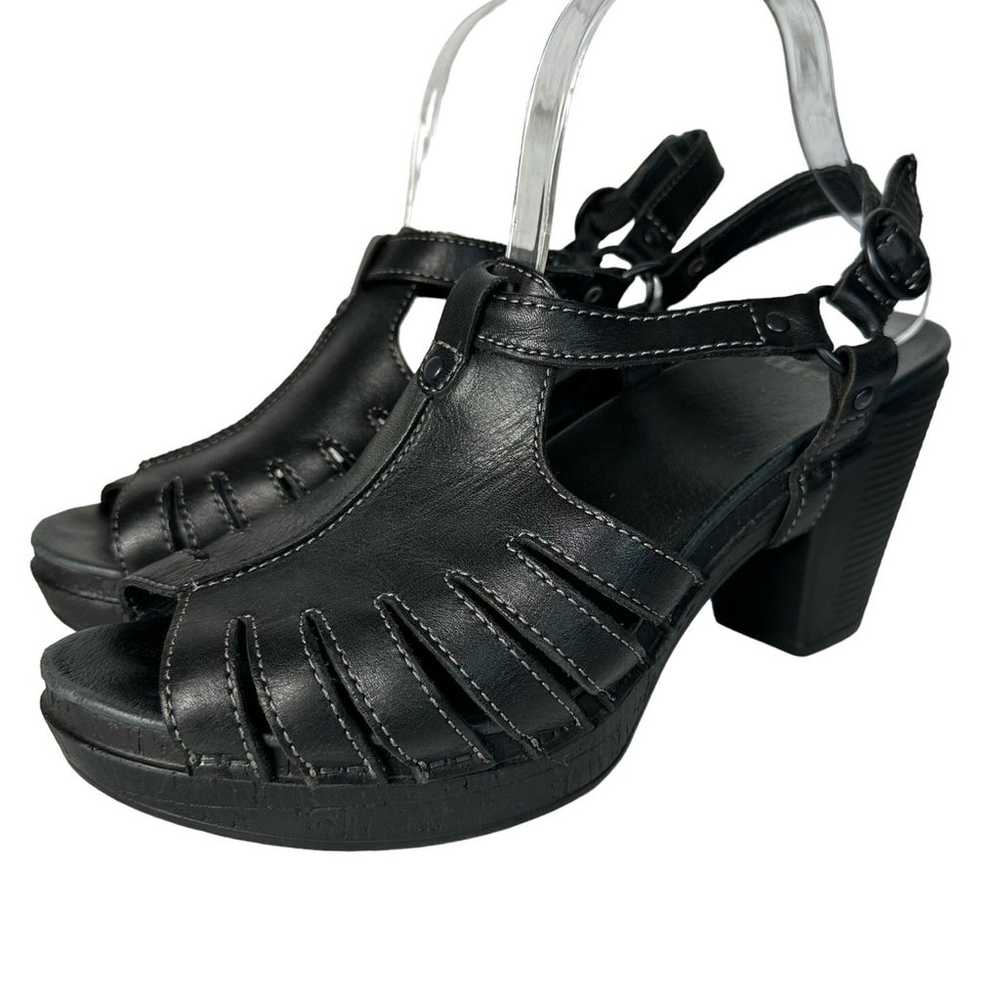 Dansko Black Heels Randa Sandals Leather Strappy … - image 1