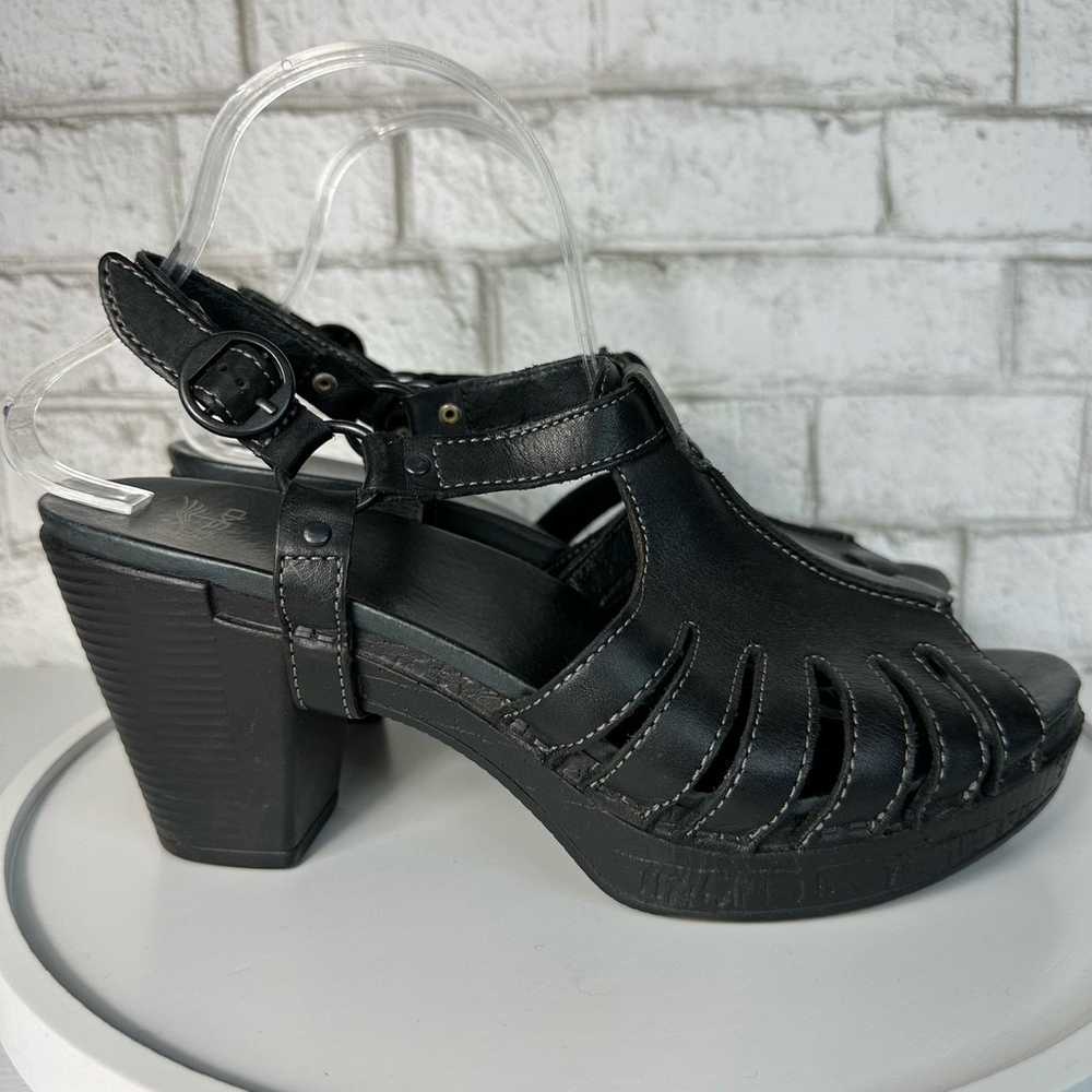 Dansko Black Heels Randa Sandals Leather Strappy … - image 2