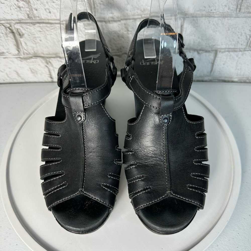 Dansko Black Heels Randa Sandals Leather Strappy … - image 3