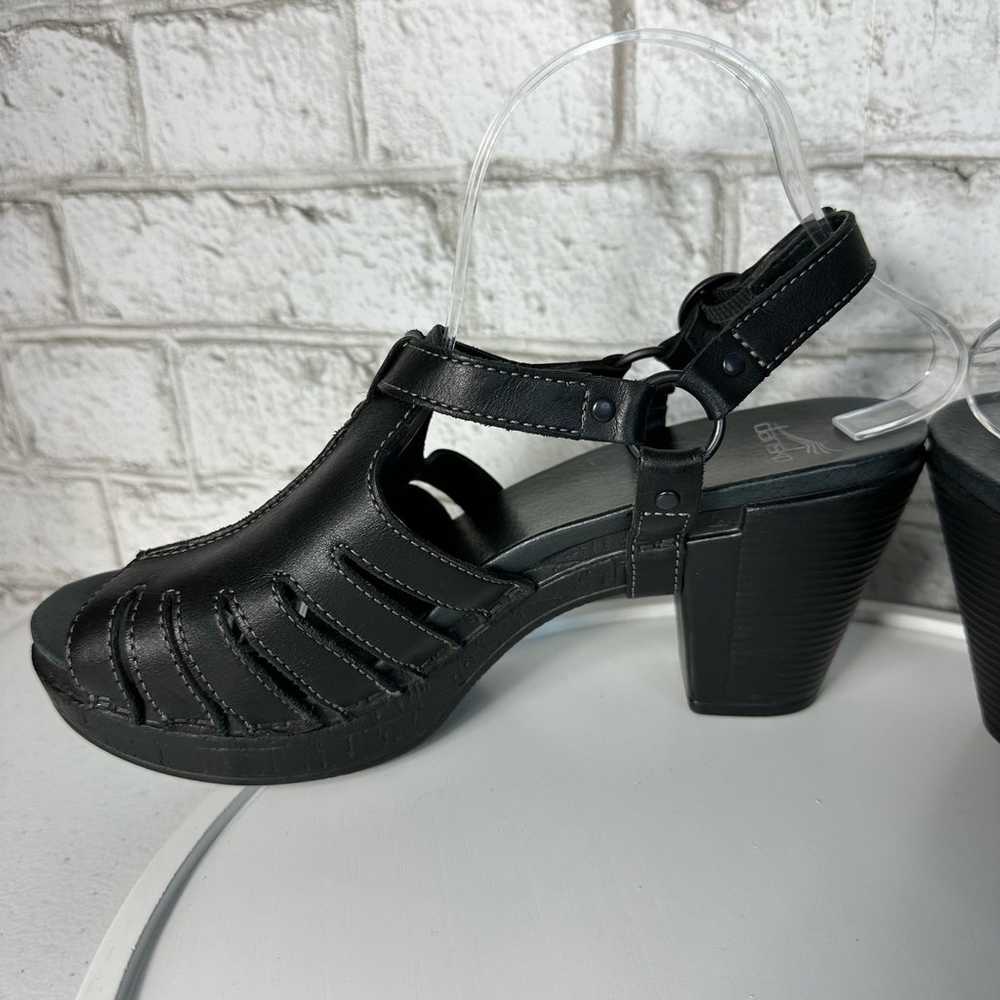 Dansko Black Heels Randa Sandals Leather Strappy … - image 7