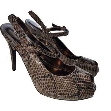 New Colin Stuart Snake Skin Embossed Peep Toe Str… - image 1