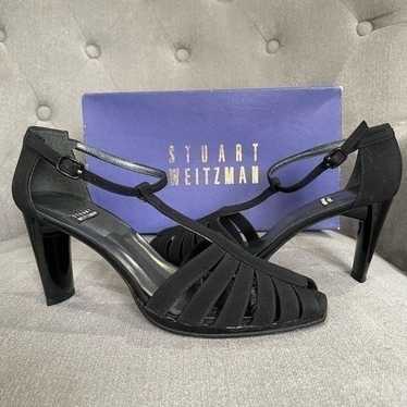 STUART WEITZMAN Strappy Black Sandals Heels 7.5 - image 1