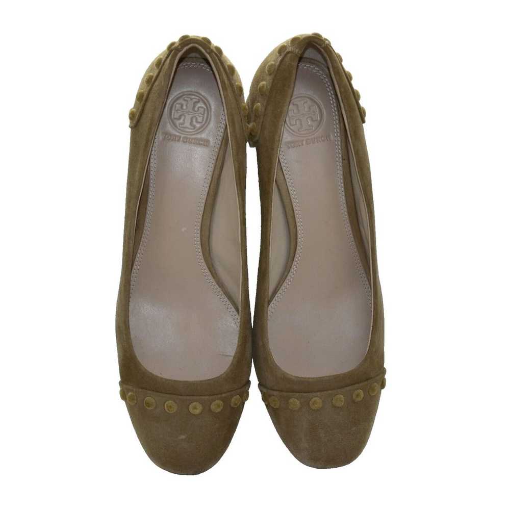 B2 Auth TORY BURCH Colt Studded Brown Suede Block… - image 2