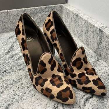 Stuart Weizmann Calf Hair Leopard Print Loafer He… - image 1