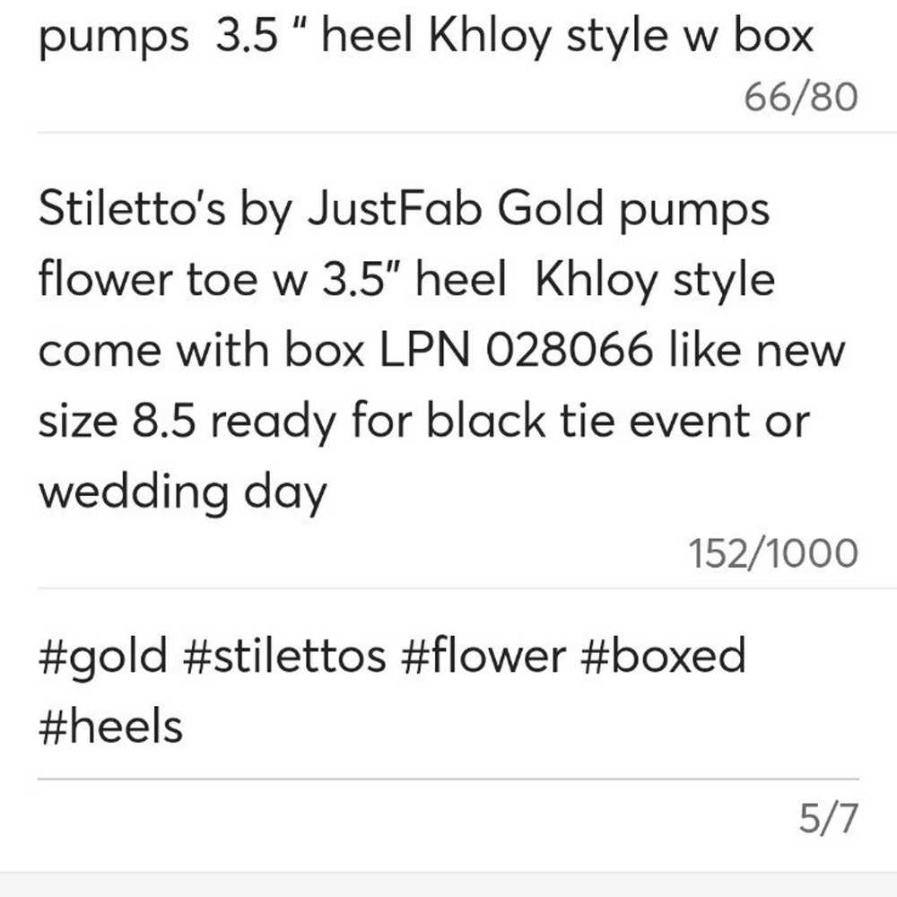 Stilettos by Just Fab Gold flower toe 8.5 - image 11